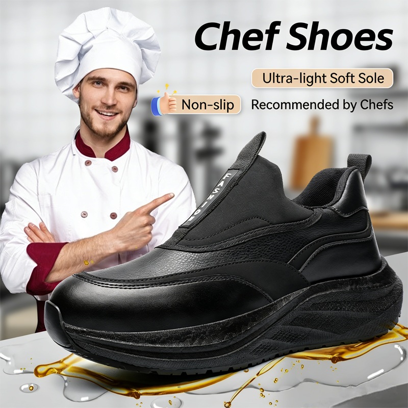 Kitchen Gadgets For Men - Plattform-Herren-Lederschuhe Wasserdicht Rutschfest Kochschuhe Verschleißfest Herren-Freizeitschuhe