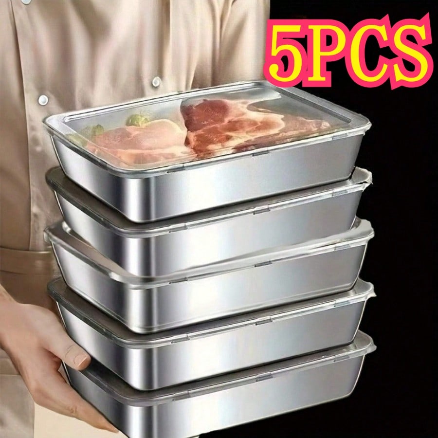 Kitchen Gadgets Organizer - 5er-Pack hochwertige, auslaufsichere Edelstahlbehälter zur Aufbewahrung